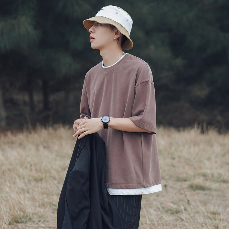 Tシャツ メンズ  韓国 ファッション ビッグシルエット 半袖 無地 おしゃれ ビッグtシャツ オルチャンファッション 綿100％ コットン おうちコーデ ニュートラルカラ