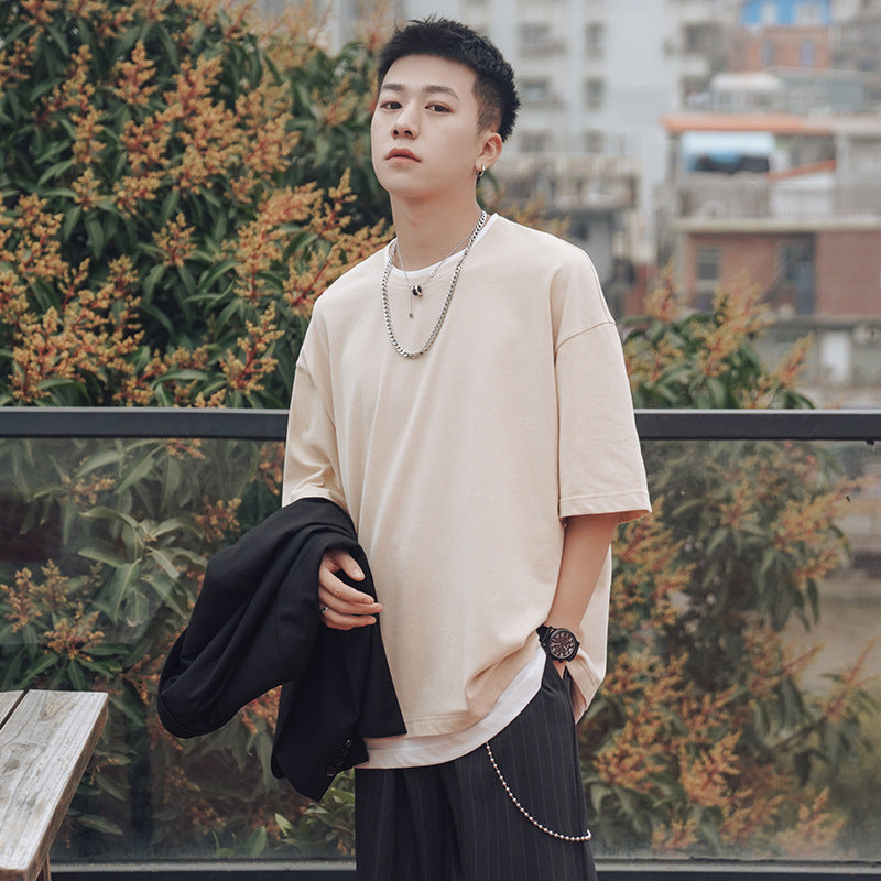 Tシャツ メンズ  韓国 ファッション ビッグシルエット 半袖 無地 おしゃれ ビッグtシャツ オルチャンファッション 綿100％ コットン おうちコーデ ニュートラルカラ