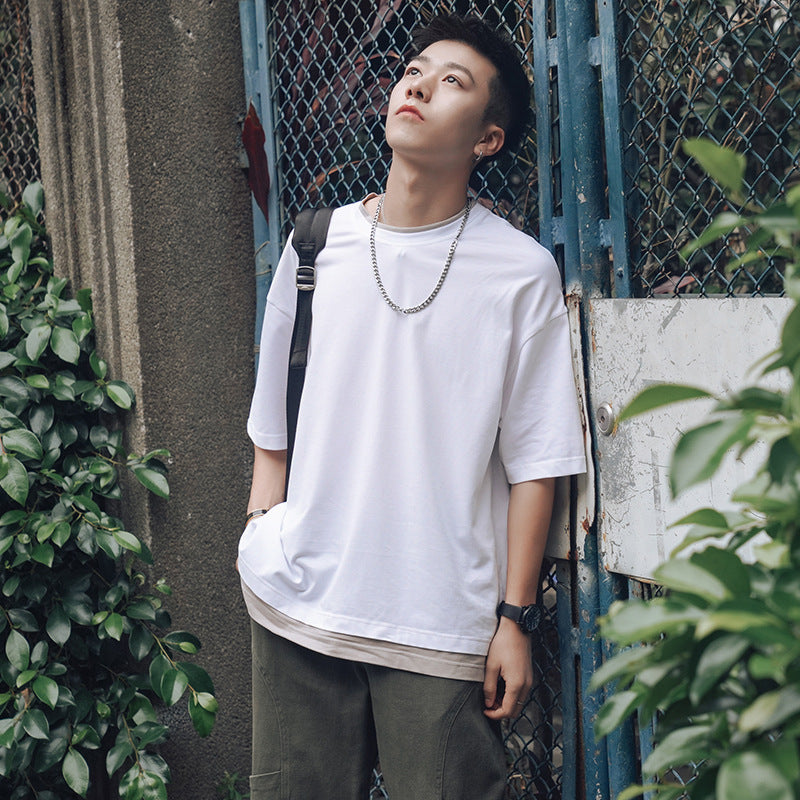 Tシャツ メンズ  韓国 ファッション ビッグシルエット 半袖 無地 おしゃれ ビッグtシャツ オルチャンファッション 綿100％ コットン おうちコーデ ニュートラルカラ