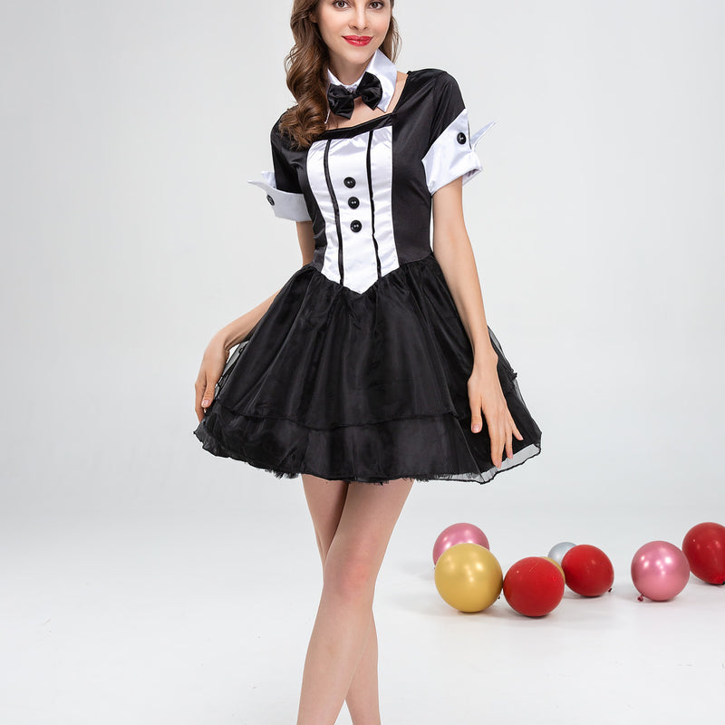 白黒バニーガールコスプレ服舞台パフォーマンスパーティークラブ服ウサギコスプレ