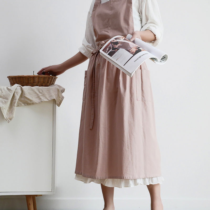 綿防水綿麻文芸エプロンキッチンベストウエストスカート作業制服