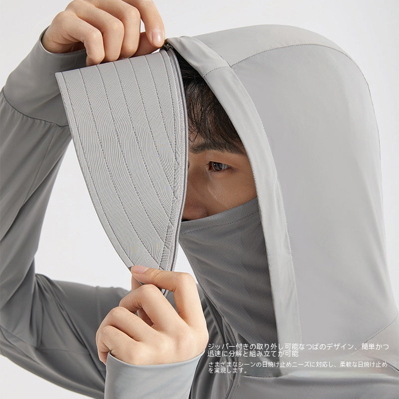 夏の新型屋外日焼け止め服女性紫外線防止夏はつばを取り外して氷糸日焼け止め服男性を通気する