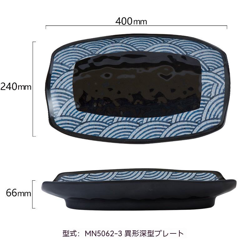 メラミン樹脂模造磁器日本寿司皿和食食器超大型長方形焼肉皿焼き鳥お皿