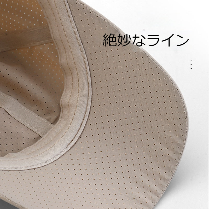 ロゴ印字の薄いネット穴の柔らかいトップのハンチング帽子屋外運動通気性日焼け止め日よけ速乾野球帽男女兼用