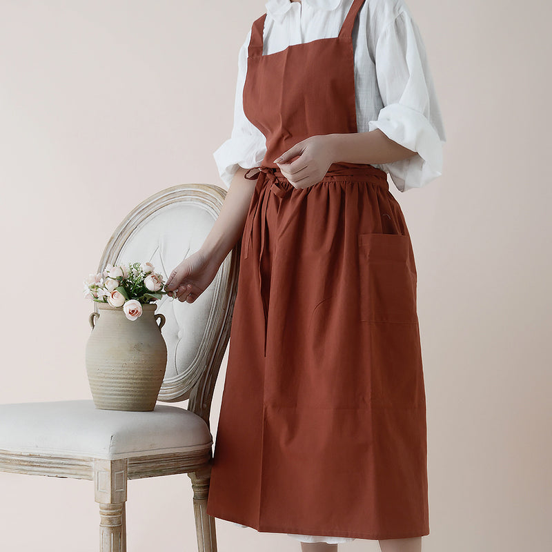 綿防水綿麻文芸エプロンキッチンベストウエストスカート作業制服