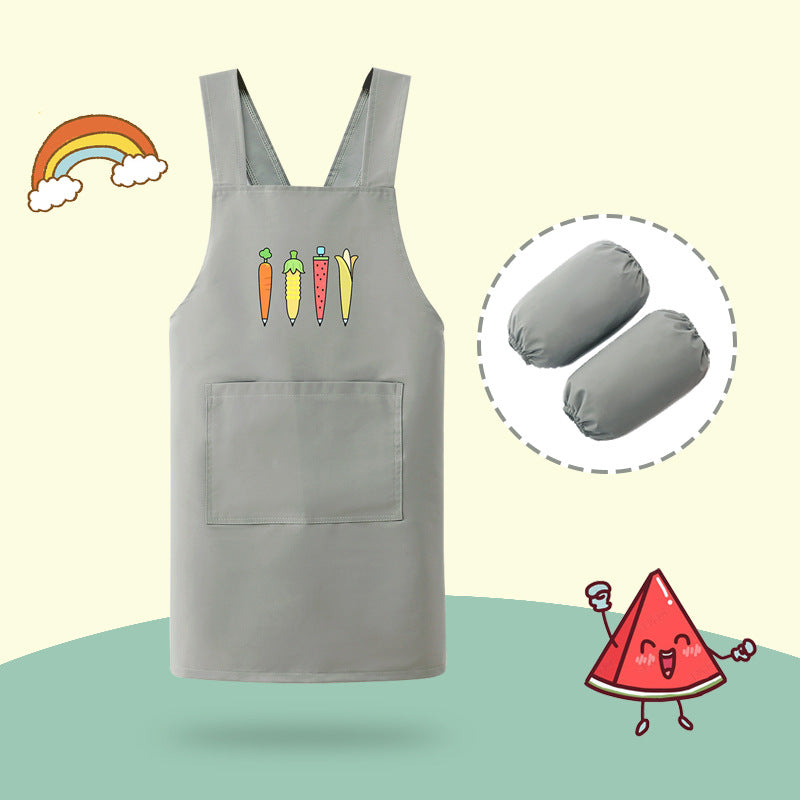 男の子女の子のカバーの絵の服の防水の長袖の台所は服幼稚園エプロン