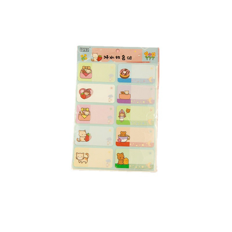 可愛い漫画の子供の名前は紙のラベルのステッカーを貼り付け落ちない水に強い防水