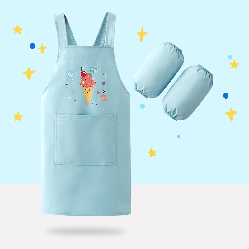 男の子女の子のカバーの絵の服の防水の長袖の台所は服幼稚園エプロン