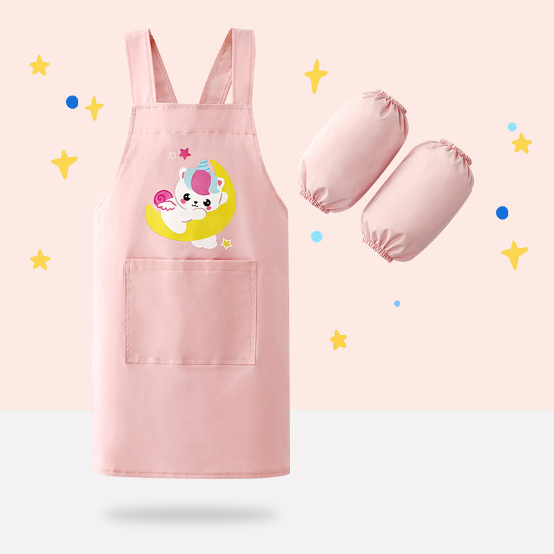 男の子女の子のカバーの絵の服の防水の長袖の台所は服幼稚園エプロン