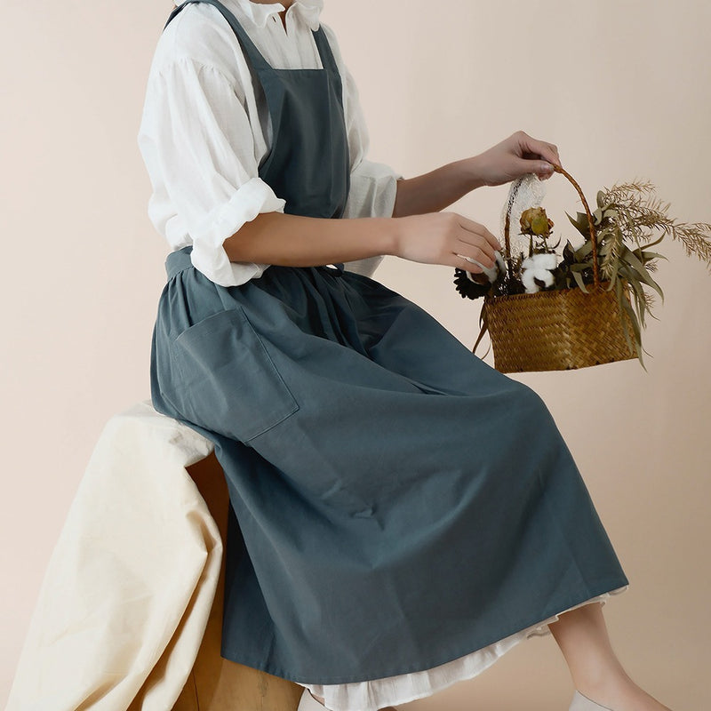 綿防水綿麻文芸エプロンキッチンベストウエストスカート作業制服