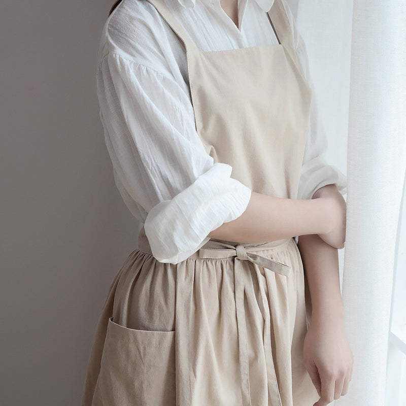 綿防水綿麻文芸エプロンキッチンベストウエストスカート作業制服