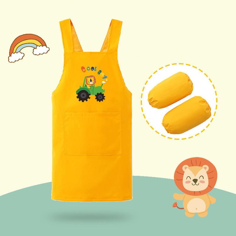 男の子女の子のカバーの絵の服の防水の長袖の台所は服幼稚園エプロン