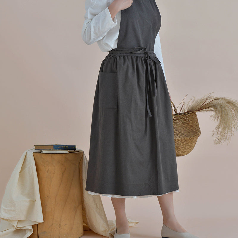 綿防水綿麻文芸エプロンキッチンベストウエストスカート作業制服