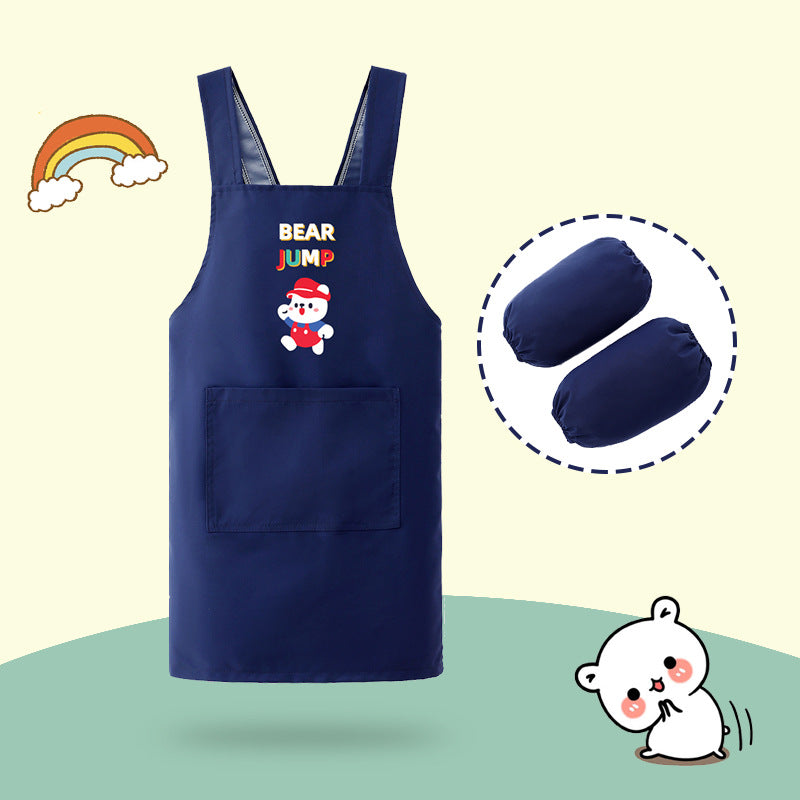男の子女の子のカバーの絵の服の防水の長袖の台所は服幼稚園エプロン