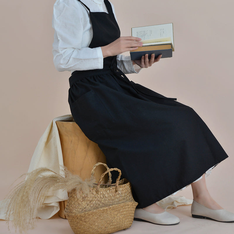 綿防水綿麻文芸エプロンキッチンベストウエストスカート作業制服