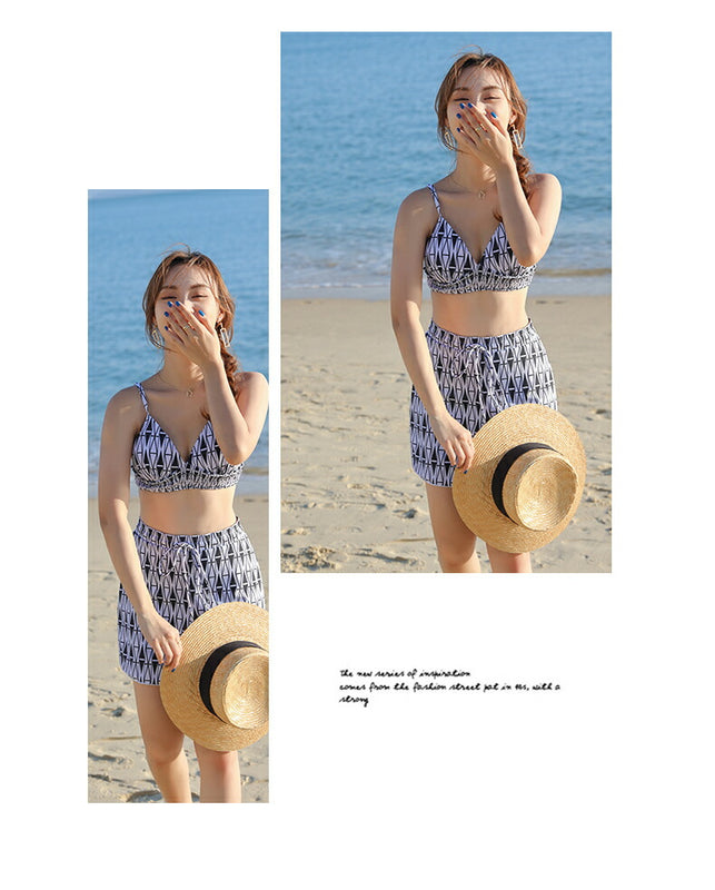 水着 レディース タンキニ ラッシュガード ショートパンツ 上下3点セット セパレート 体型カバー ノンワイヤー ホワイト 白 モノトーン M L LL 大きいサイズ 露出控え UVカット 無地 エスニック柄 オトナ女子 カバーアップ 海 プール リゾート ママみずぎ 20代 30代 40代
