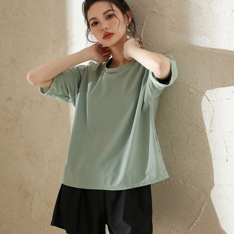 【タンキニ水着4点セット】レディース 体型カバー Tシャツ ラッシュガード 袖 セパレート ビキニ トップス Vカットネック ショートパンツ 大きいサイズ 20/30/40/50代 黒 無地 小胸 盛れる 二の腕/お腹/太もも/お尻 露出控えめ 女子 ママ ぽっちゃり お洒落 UPF50+