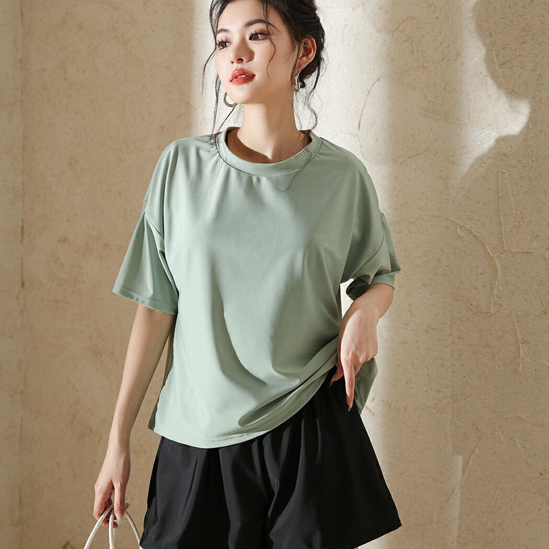 【タンキニ水着4点セット】レディース 体型カバー Tシャツ ラッシュガード 袖 セパレート ビキニ トップス Vカットネック ショートパンツ 大きいサイズ 20/30/40/50代 黒 無地 小胸 盛れる 二の腕/お腹/太もも/お尻 露出控えめ 女子 ママ ぽっちゃり お洒落 UPF50+