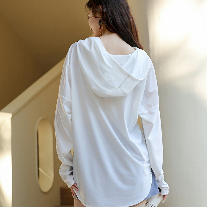 【ラッシュガード水着2点セット】レディース 体型カバー 長袖 ロングTシャツ アウター 帽子フード付き ショートパンツ 短パン セパレート 大きいサイズ 20/30/40/50代 ミセス 無地 二の腕/お腹/太もも/お尻 露出控えめ 女子 ママ ぽっちゃり お洒落 UPF50+