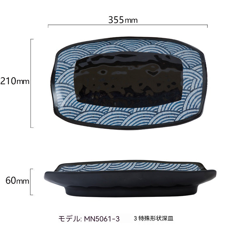 メラミン樹脂模造磁器日本寿司皿和食食器超大型長方形焼肉皿焼き鳥お皿